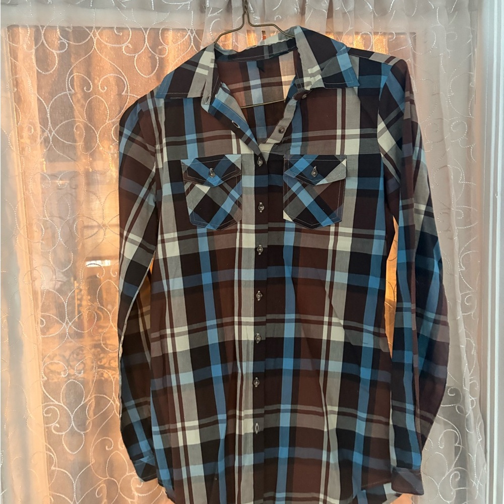 Plaid Shirt - Blue and Brown